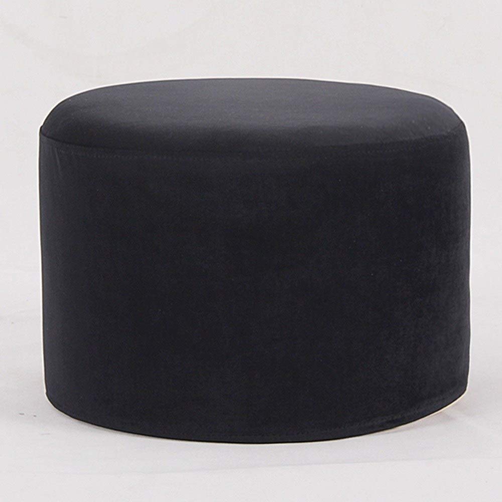 Pouf rond rembourré en bois massif 35x45 cm et assise lavable de salon