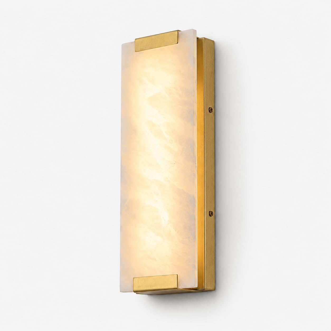 Alabaster Marble Wall Sconce, Natural Marble Wall Sconces Light Indoor Alabaster Rectangular Sconces Lighting For Living Room, 3000K LED Modern Stone Vanity Wall Lamp For Dining Room,Bedroom,Stairs