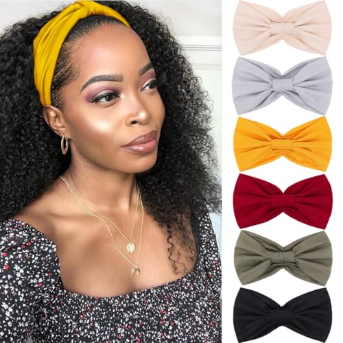 Image of Kachanaa 6 Packs New Wide Headbands for Women,Non-Slip Thick Soft Elastic Bandeau Hair Bands Yoga Workout Running Sweat Makeup Hair Wraps Hair Accessories