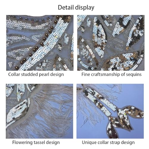 1920s Shawl Wraps Fringed Evening Cape for Women Flapper Cover Up Sequin Beaded Evening Shawls4