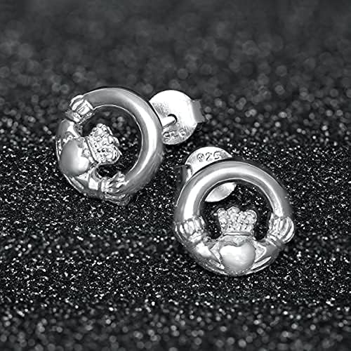 Aeon Claddagh Earrings - Irish Celtic Jewellery, Silver, 25mm - Image 3