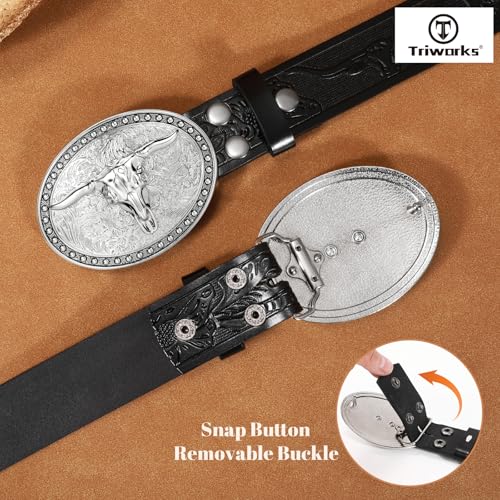 Western Belts for Men Women, Cowboy Cowgirl Belt Embossed Western Country Leather Belts for Jeans2