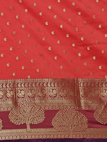 Image of Panzora Women's Banarasi Silk Saree With Unstitched Blouse Piece