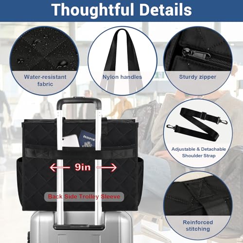 Image of IBFUN Utility Tote Bag with 24 Pockets, Large Teacher Tote for Women with Laptop Compartment, Travel Tote Bag with Zip Top