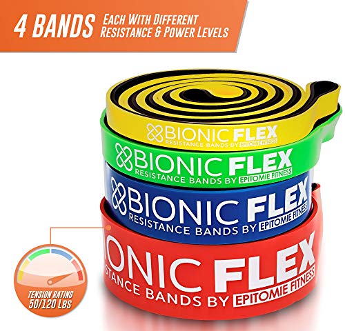 Bionic Flex Pull Up Assistance Band – Premium Dual Layer Pull Up Assist Bands for Strength Training Exercise, Physical Therapy, Powerlifting, Stretching – Single Red Resistance Band (50 to 120 lbs)