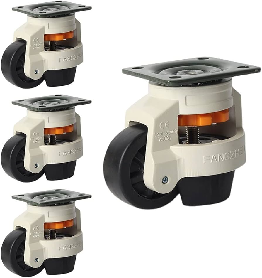 MNNM Nivelliermaschine Rollen, Schwenkrollen, Nivellierfüße Räder, Einziehbare Werkbank-Rolle, Nivellier Räder Für Werkbänke, 4 Stück (Size : 50mm