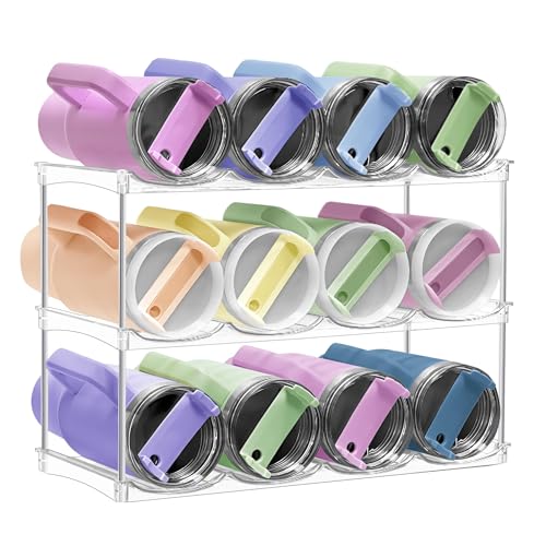 Stackable Water Bottle Organizer for Cabinet - Large Tumbler Organizer