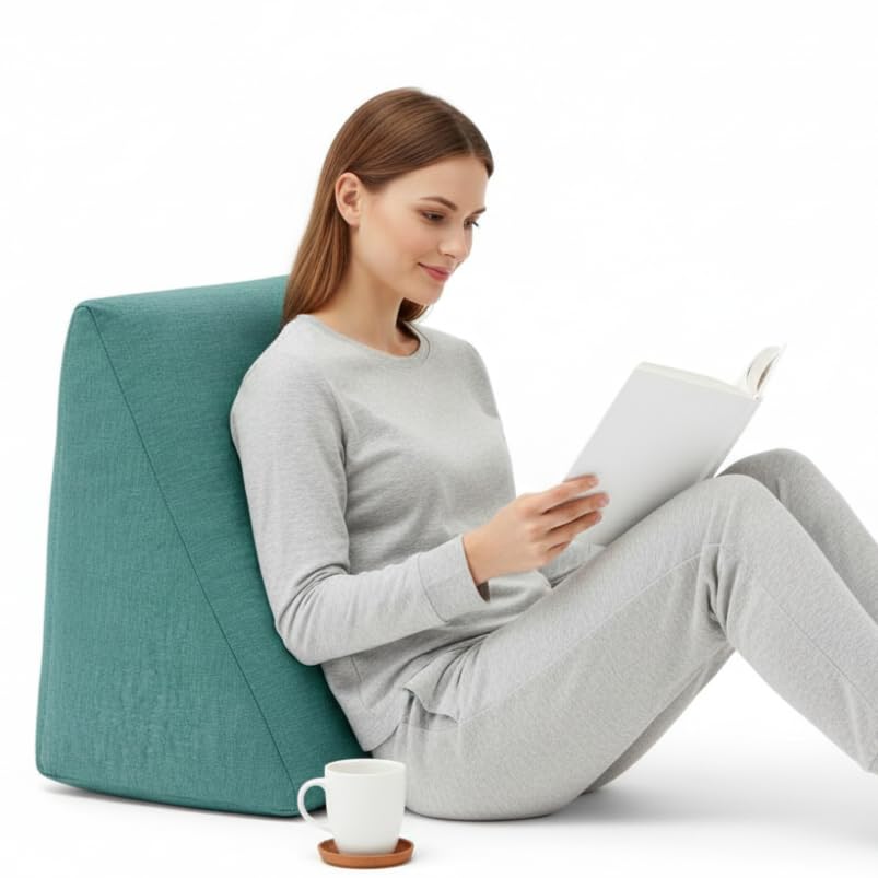 Wakefit Memory Foam Orthopedic High Resilience Pillow Wedge, for Sleeping, Leg Elevator, Pregnancy Maternity, Anti Snoring, Acid Reflux (Green, 18X17.5X 11 Inches, Medium Size), Pack of 1