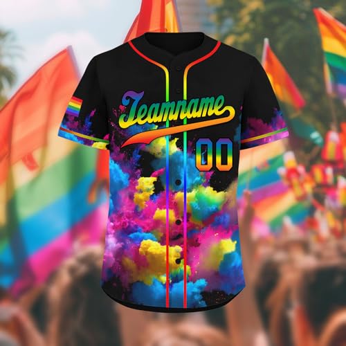Custom LGBT Pride Baseball Jersey for Men Women Youth, Stitched/Printed Name Number Pride Shirt Rainbow Jersey miniatura 3