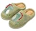 INMINPIN Zapatillas de Estar por Casa para Niñas Niños Caliente Pelusa Pantuflas de Invierno Lindo Zapatos Interior de Algodón con Dinosaurio de Dibujos Animados,Verde,27/28 EU=Fabricante 28/29