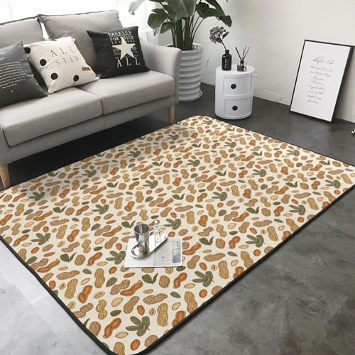 Tapis de salon motif cacahuètes 203x147 cm lavable et antidérapant
