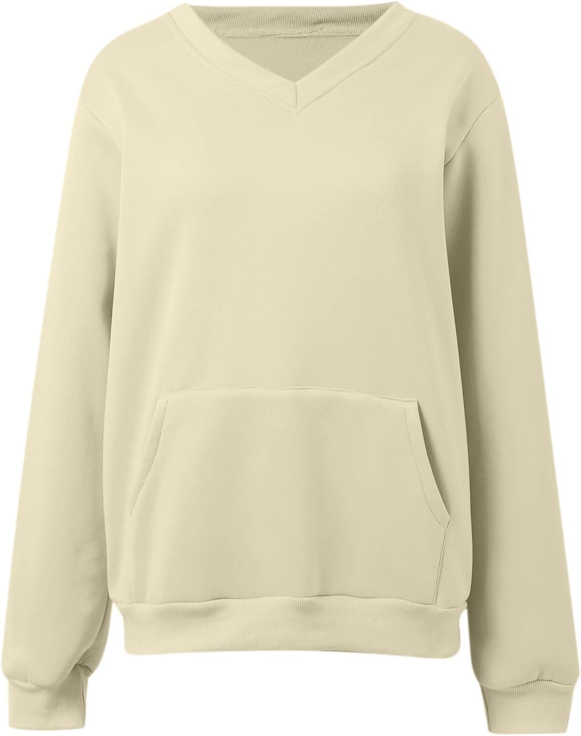 V Neck Sweatshirt Women with Pocket No Hood Comfy Soft Fall Winter Outfits Lounge Long Sleeve Casual Pullover Top - Image 3