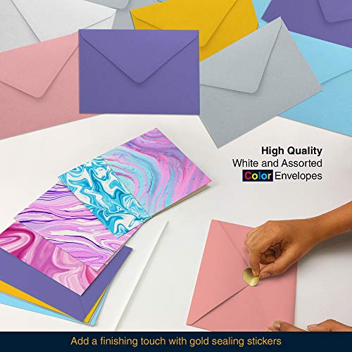 Dessie 30 Abstract Blank Cards and Envelopes - 30 Different 4x6 Inch Blank Note Cards w/Colorful Envelopes & Gold Seals. Assorted Greeting Cards For All Occasions. - Thumbnail 6
