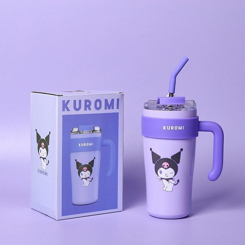 Image of DOCAT 860ML Stainless Steel Tumbler with Straw, Vacuum Insulated Coffee Tumbler, Leakproof Wide Mouth Sipper Bottle with Straw, Hot and Cold Sipper for Gym, Office, Sport, Travel, Home (Purple-01)