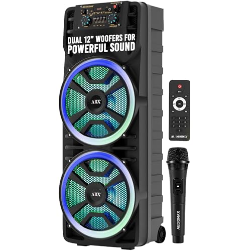 Audiobox ABX-214R Portable Bluetooth Speaker Karaoke Machine - Dual 12"