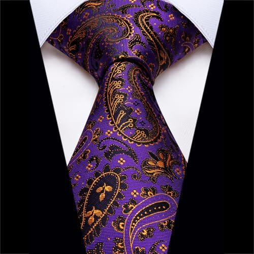 Image of YourTies Paisley Men's Necktie Woven Silk Floral Ties for Men Designer Formal Business Party Wedding