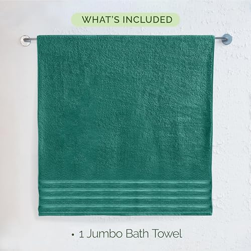 Image of Elegant Comfort 100% Turkish Cotton 4 Lines Viscose Stripe Jumbo Bath Towel - Hotel Spa Quality Extra Large 35 x 70 Inch Bath Towel Ultra Soft, Super Absorbent Quick Dry Large Bath Towel, Turquoise