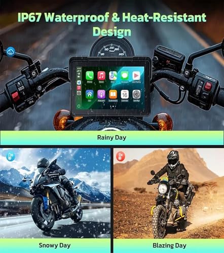 Image of C7 Motorcycle Carplay, GPS Navigation System with Apple CarPlay & Android Auto, 7-inch HD Touchscreen for Motorcycle, IP67 Waterproof, Support Dual Bluetooth, Smartphone Mirroring(C7 with TPMS)