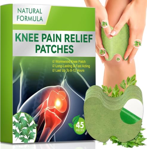 Knee Pain Relief Patch Knee Heat Patch Wormwood Knee Pain Relief Patches Fast Relieves Muscle Soreness in Knee Neck Shoulder (45 PCS)