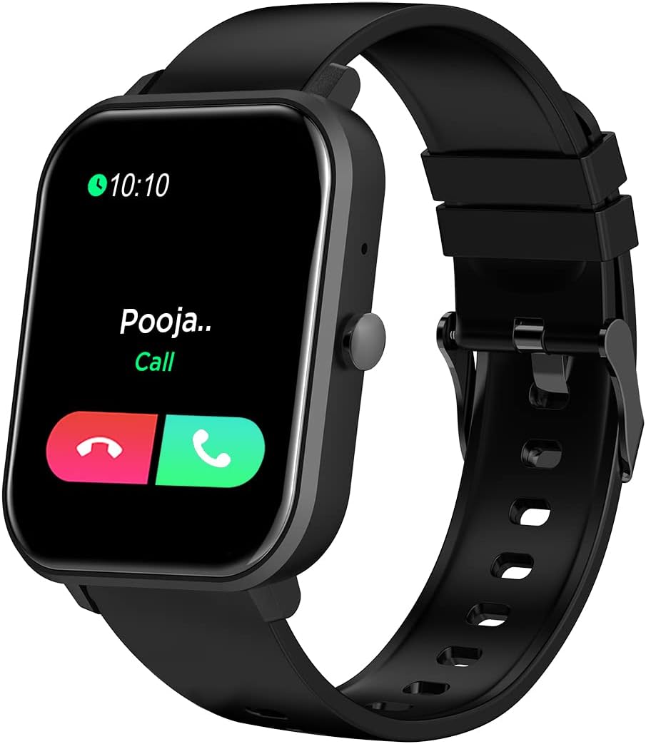 pTron Force X11 Bluetooth Call Smart Watch with 1.7" Full Touch Color Screen, Real 24/7 Heart Rate Monitor, Multiple Dials, 7 Days Runtime, Health/Fitness Tracker and IP68 Waterproof (Black)