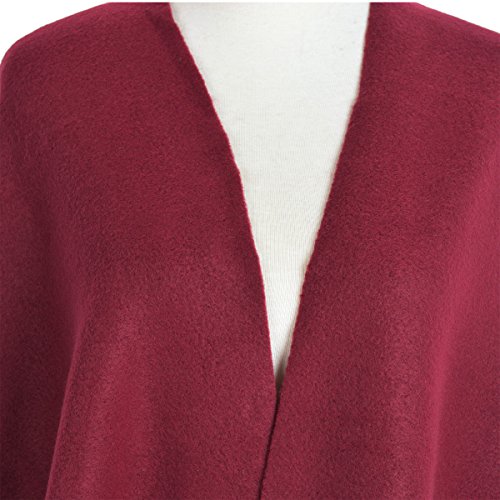 Premium Large Solid Color Tasseled Winter Poncho Shawl Wrap Cape Cardigan Coat3