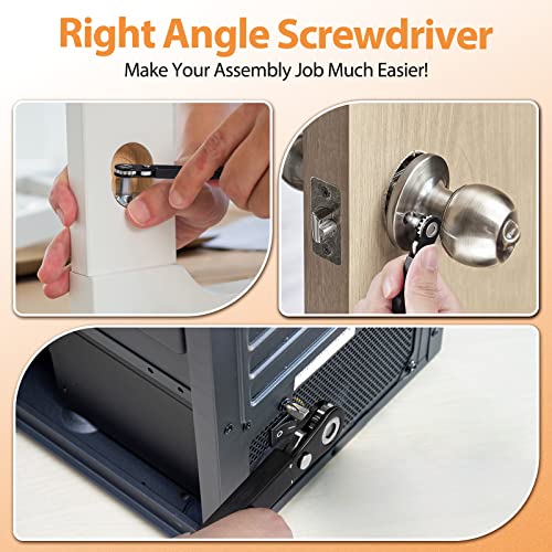 Gifts For Men Women Right Angle Screwdriver: Tools Gifts For Dad Grandpa Husband Him Edc Gear Cool Gadgets For Men Degree Angled Offset Mini Ratchet Screwdriver For Tight Space Stocking Stuffers Adult #TOP4