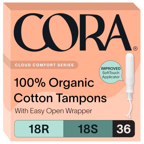 Cora Organic Cotton Tampons Multipack (18 Regular, 18 Super Tampons)
