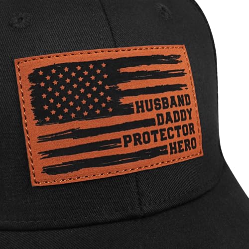 Image of Fathers Day Dad Papa Gifts from Daughter Son Wife, Unique Men's Hat for Dad Grandpa Husband, Leather Pattern Baseball Cap