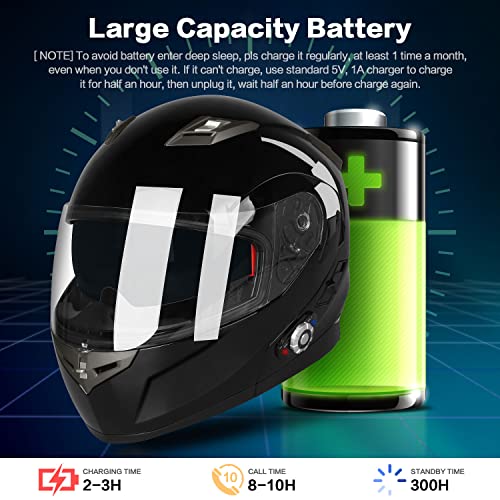 Freedconn Motorcycle Bluetooth Helmet,Bluetooth Integrated Modular Flip Up Full Face Motorcycle Helmet,Dual Visor Modular Bluetooth Helmet,Dot Approved Helmets With Gloves(Gloss Black,X-Large) #TOP5