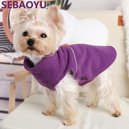 2 Pieces Plaid Dog Sweaters For Small Dogs, Chihuahua Fleece Clothes With Leash Hole, Xs Dog Clothes Winter Warm Puppy Sweaters Boys Girls Tiny Dog Outfits Teacup Yorkie (Purple,Rose, Medium) #TOP2