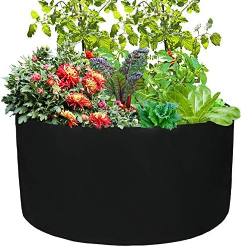 Xnferty 150 Gallons Extra Large Round Raised Garden Bed, Deep Soil Diameter 46"/ Height 22" Planting Container Grow Bags Durable Felt Fabric Planter Pot for Plants,Vegetables,Flowers (Black)