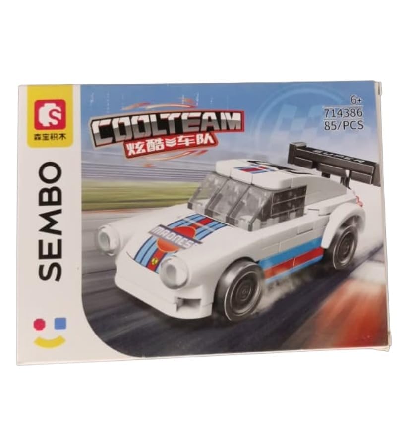 Sembo Block Team Super Car Building Set box art showing a red and black sports car model.