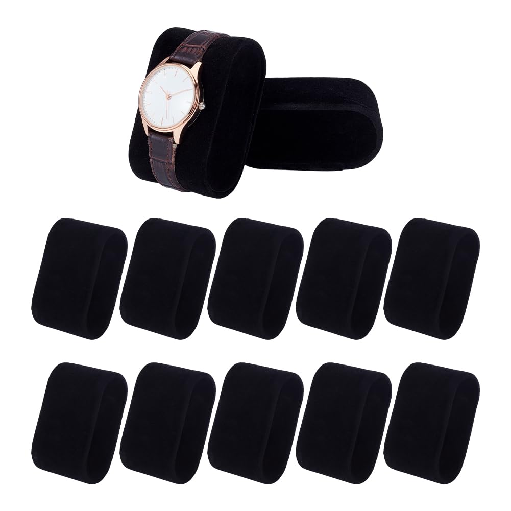 Coussin de montre en velours noir NBEADS pour vitrine et boîte de bijoux de taille 7x4cm