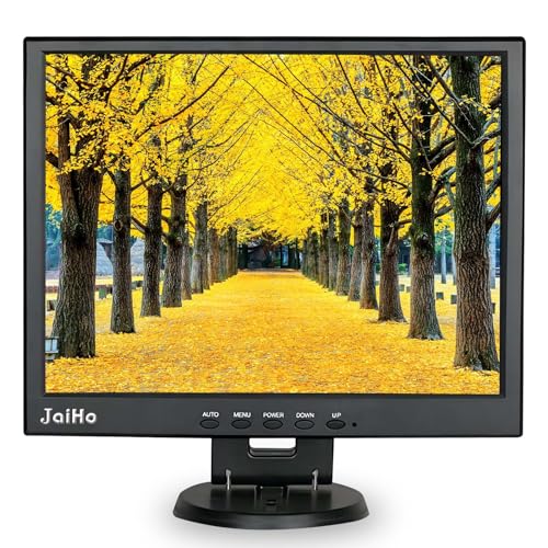 Image of JaiHo 14-Inch 4:3 Security Monitor, 1024x768 No Image Stretching CCTV Screen with Metal Housing, BNC HDMI VGA AV USB Input, Industrial Display with Built-in Speakers Remote Control & VESA Mount