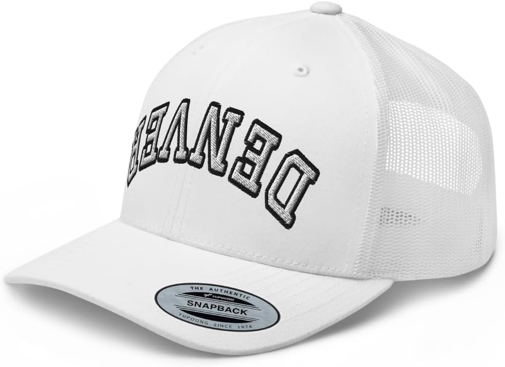NX Upside Down Denver Trucker Hat Embroidered Curved Bill Mid Crown Adjustable Cap