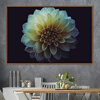 Framed Canvas Wall Art White Flower Portrait Bohemian Dark Dramatic Floral Multicolor Petal Photography Portrait - 16x24 inches
