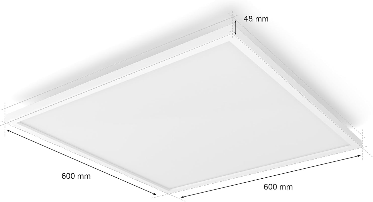 Philips Hue White Ambiance, Pannello Smart Aurelle, luce bianca da calda a fredda, 19W, 60x60cm, bianco, Compatibile Bluetooth, Controllo Vocale con Alexa, Google Assistant e Apple Homekit
