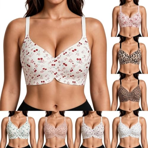 Gelly Bra Red XL Seamless Deep V Push Up Support Bras Comfortable Printed Full Coverage Everyday Bra - image 1