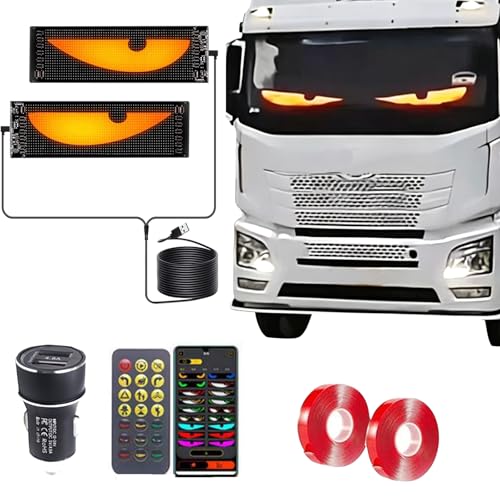 2Pcs Devil LED Eyes Light for Cars 13.7×4 Inch Flexible LED Screen Remote & App Control RGB Dynamic Windshield LED Lights for Cars Trucks Shops & Parties