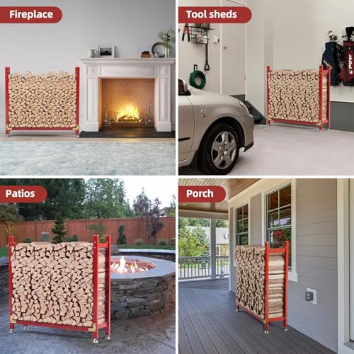 DAMNISS Firewood Rack 4 FT Heavy Duty Indoor Outdoor, Firewood Holder Stacker Stand for Fireplace, Metal Pile Storage Fire Log Racks, Organizer Wood for Patio Deck Porch - Thumbnail 7