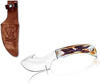 Bone Collector BC-805 7.5" Overall The Gut-Hook Blade Skinner Knife with Leather Sheath (Size 4" Handle, Blade 3.5") - Bone Collector