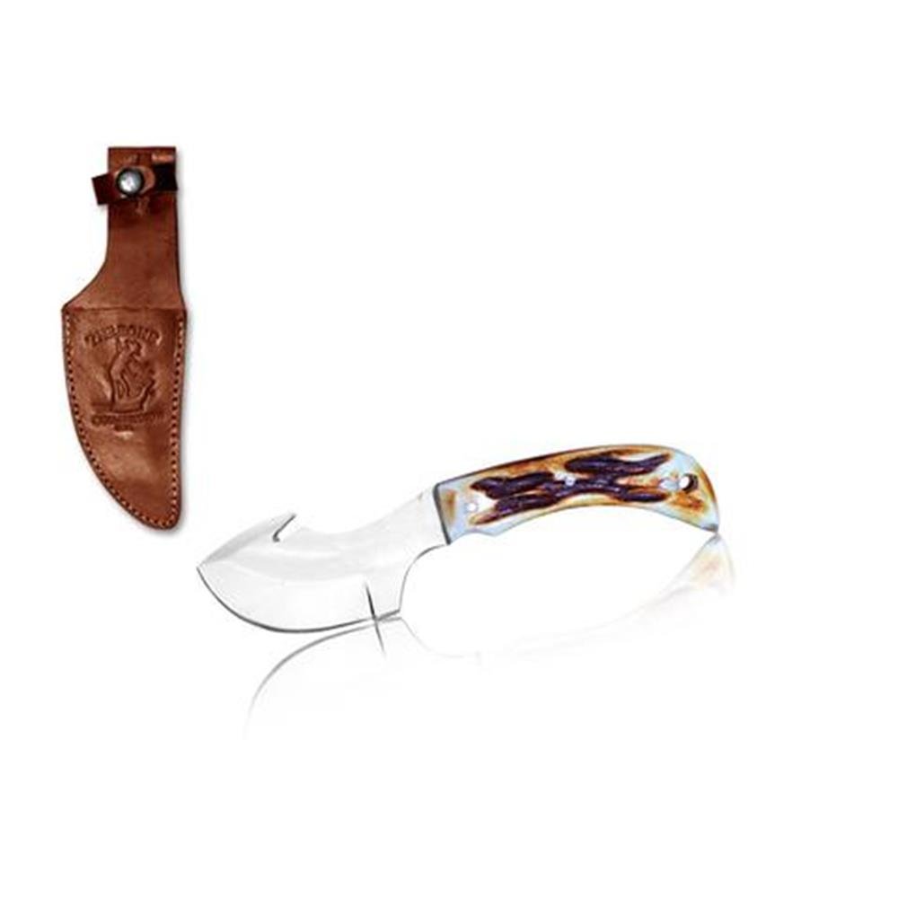Bone Collector BC-805 7.5" Overall The Gut-Hook Blade Skinner Knife with Leather Sheath (Size 4" Handle, Blade 3.5")