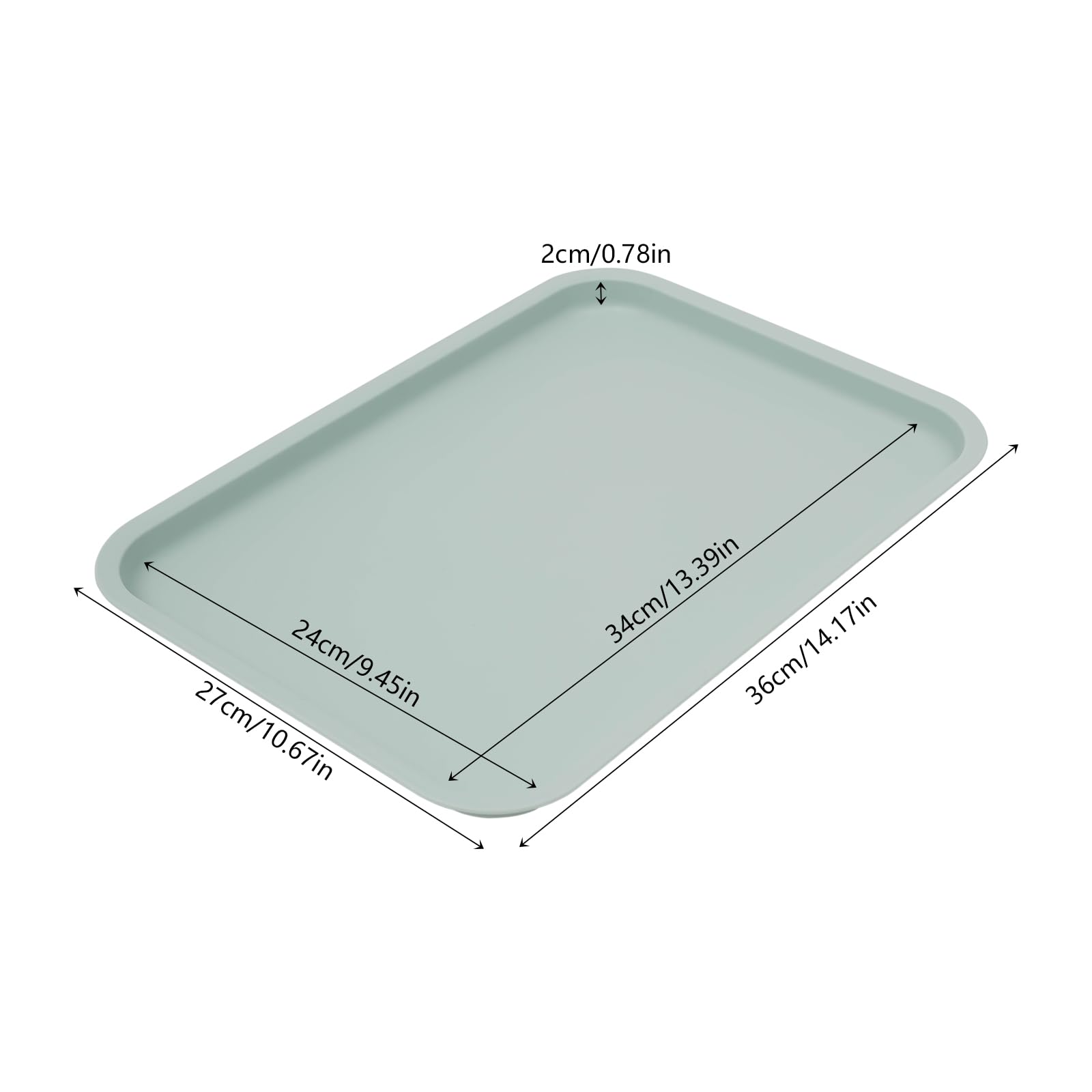 24 bandejas de plástico rectangulares para servir, antideslizantes, para cocina, comedor, café, hotel, 36 x 27 cm