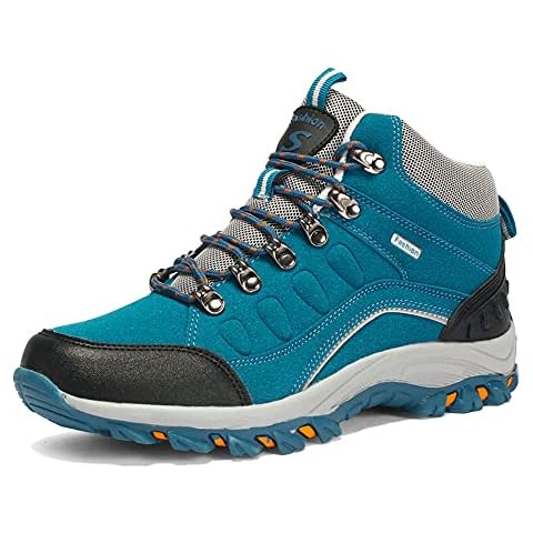 Youngtie Womens Mens Hiking Boots Waterproof Trekking Shoes Womens Outdoor Walking Sneakers Non-Slip Comfortable Blue 245 Cover