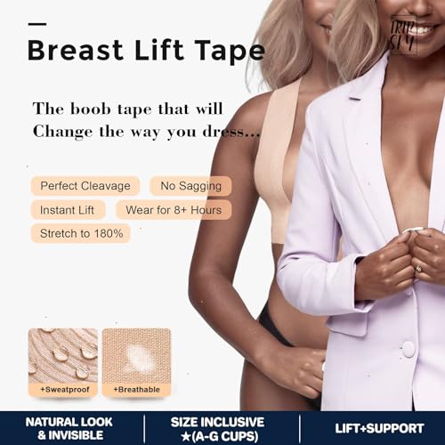 Image of Tripsky XL Breast Lift Tape, BoobTape for Large Breasts,Body Tape for Fashion,Athletic Tape Boobtape &NippleCover for A-G Cup