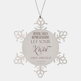Inspirational Dental Sales Representative Ornament Gifts for Dental Sales Representative Let Your Light Shine Through, Matthew 5:16 Dental Sales Representative Ornament Bible Verse Religious for