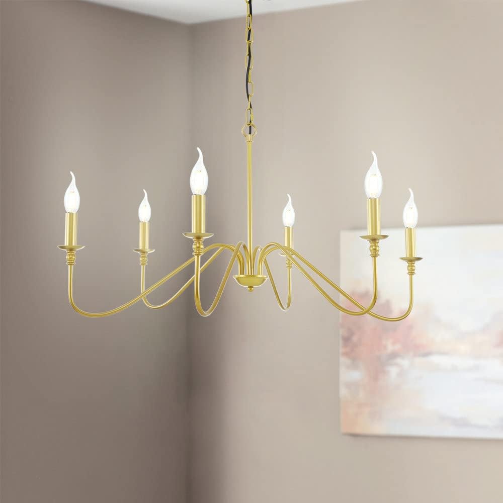Miluolan Gold Chandelier, 6-Light Modern Chandelier for Dining Room, Bedroom, Foyer, Living Room, Kitchen Island, Entryway, Office, Bar,Farmhouse Decor : Everything Else