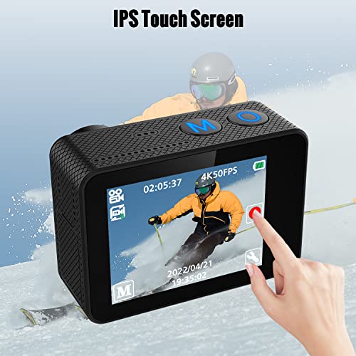 IXROAD Camera Sport 4K 50fps Action Cam WiFi EIS Appareil Photo Etanche 40M avec Écran Tactile, Télécommande, 2 Batteries et Accessoires - Image 5