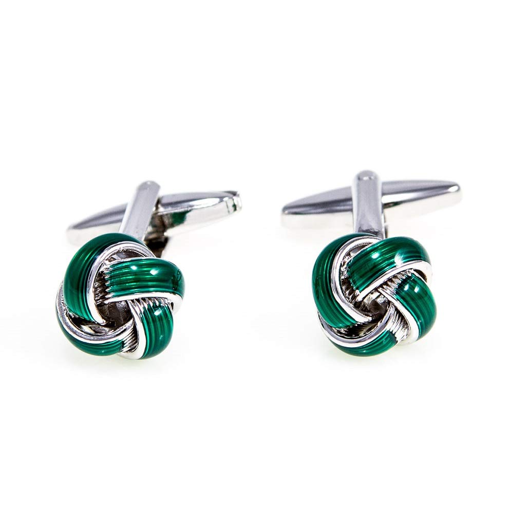 MRCUFF Green Knot Pair Cufflinks in a Presentation Gift Box & Polishing Cloth
