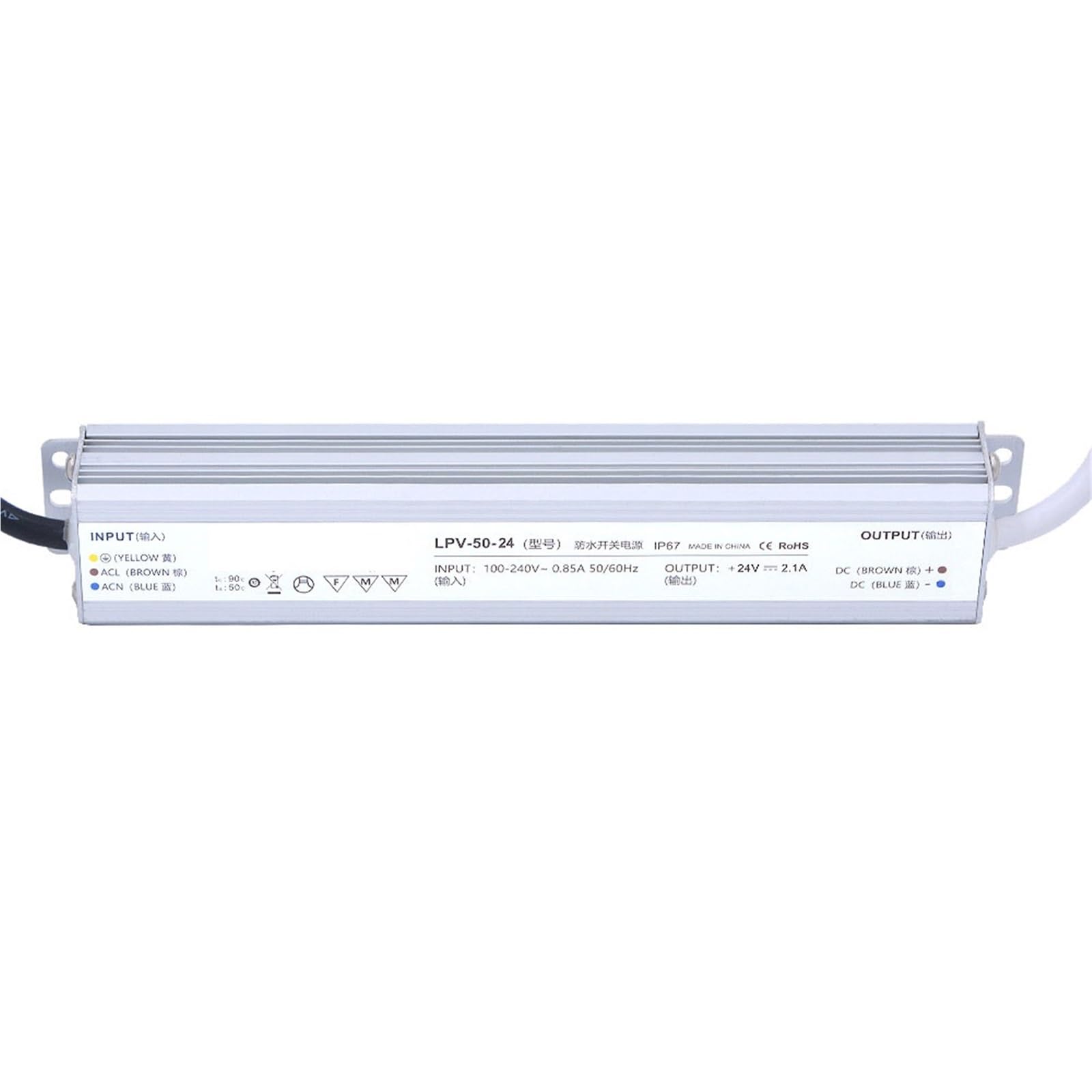 FCARUMIQP LPV-50-24 50W 24V 2.08A IP67 Switching Power Supply 1Pcs